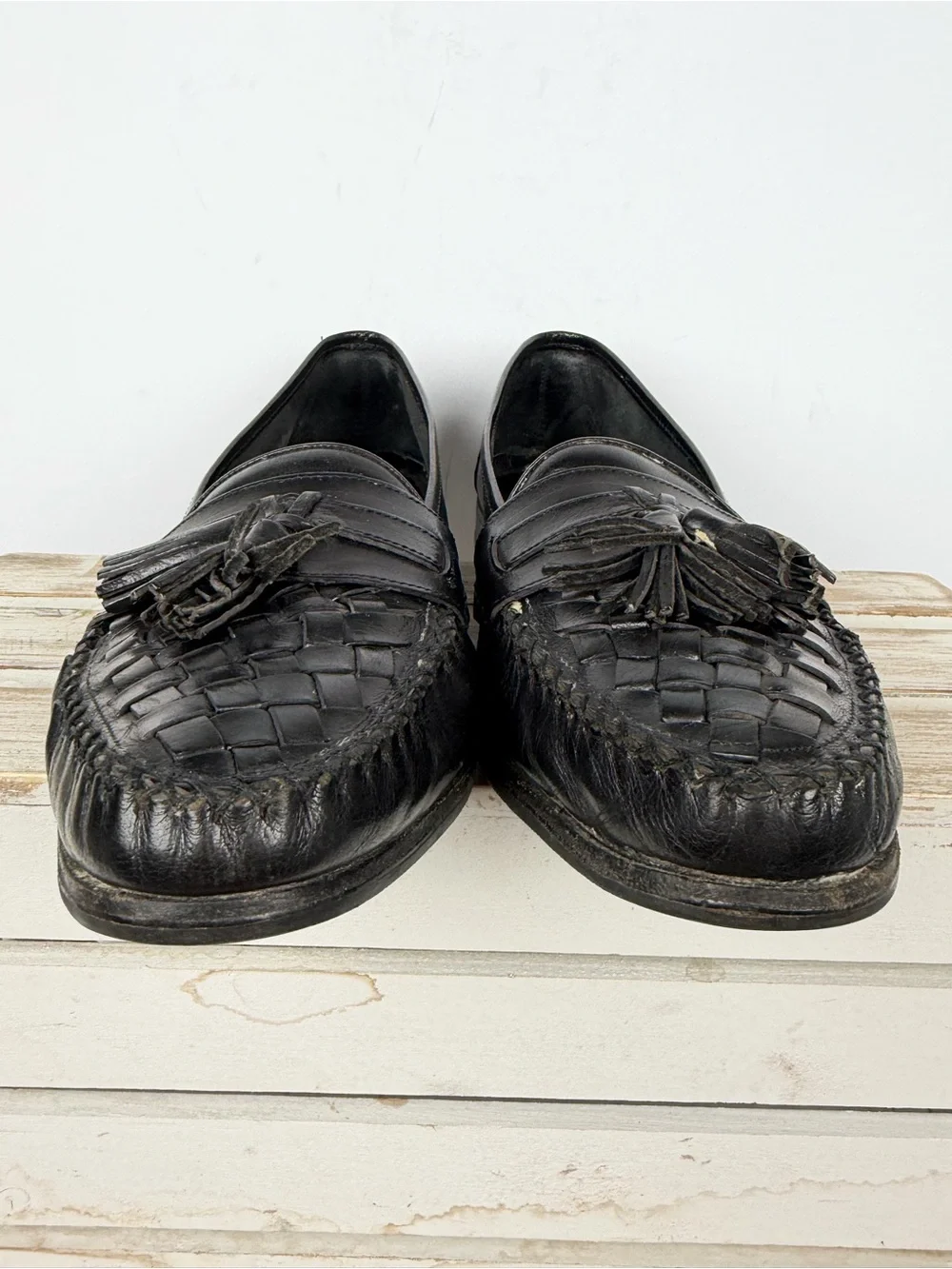 Cole Haan Woven black Leather Tassel Loafers men’s size 11 basket weave
